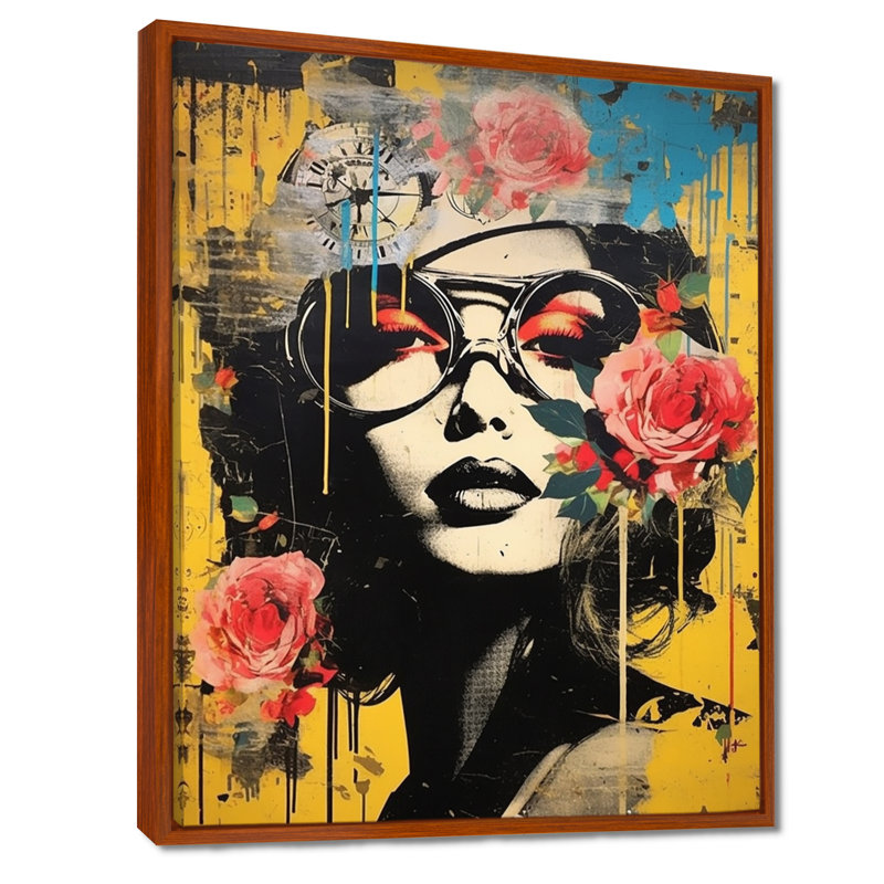 Rétro collage de beauté rétro - Portraits abstraits, art mural, salon, Sans cadre, H 44 po x l 34 po