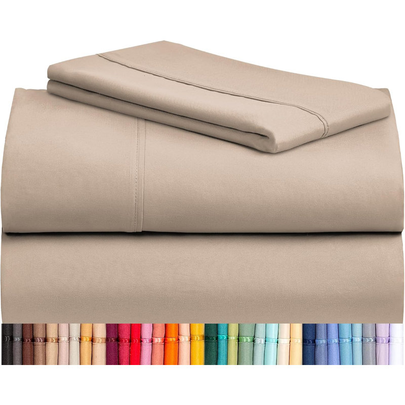 Luxclub 3 PC Light Khaki Twin Silky Soft Cooling Extra Deep Pocket Performance Sheet Set, Twin Sheet Set with 1 Pillowcase