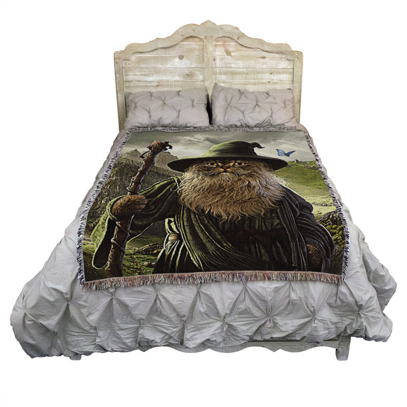 Fantasy Catdalf Cotton Woven Throw Blanket