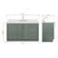 Meuble-lavabo ovale simple de 61 pouces avec comptoir en quartz blanc pur de 1,5 pouce, couleur vert vintage-366003960-366003961