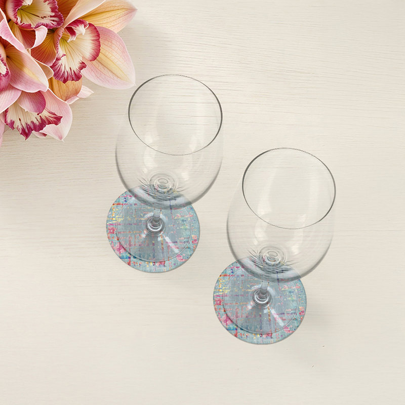 Sous-verres ronds en cuir Coco Bleu Vegan, Bleu