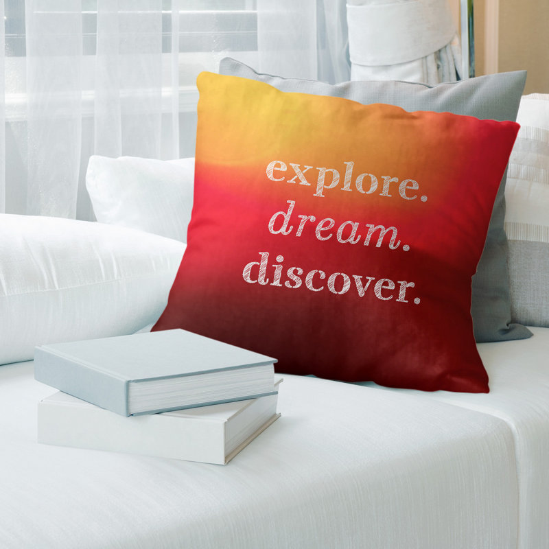 Coussin Handjet, 20 po x 20 po, Coucher de soleil, Polyester/ Bourre en polyester