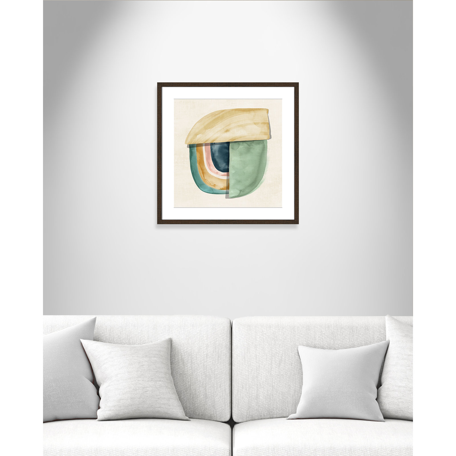 Shape Form II by Emma Peal - Picture Frame Print, 24.75" H x 24.75" W x 0.75" D, Walnut Wood Grain