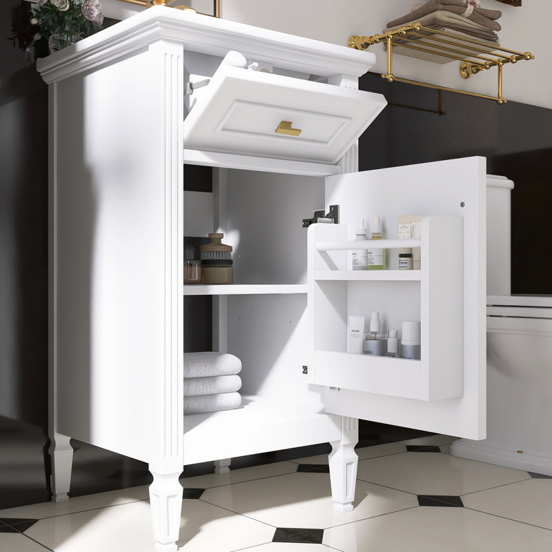 Meuble-lavabo moderne autoportant avec évier, Blanc