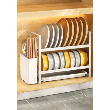 Fold Away Stainless Steel/Silicone Countertop Dish Rack Prep & Savour