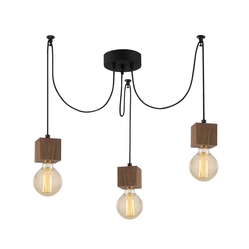 Luminaire suspendu à 3 lumières Hendrick, Noir / brun foncé