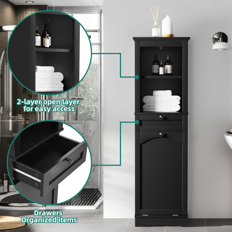 Tilted Laundry Basket Cabinet