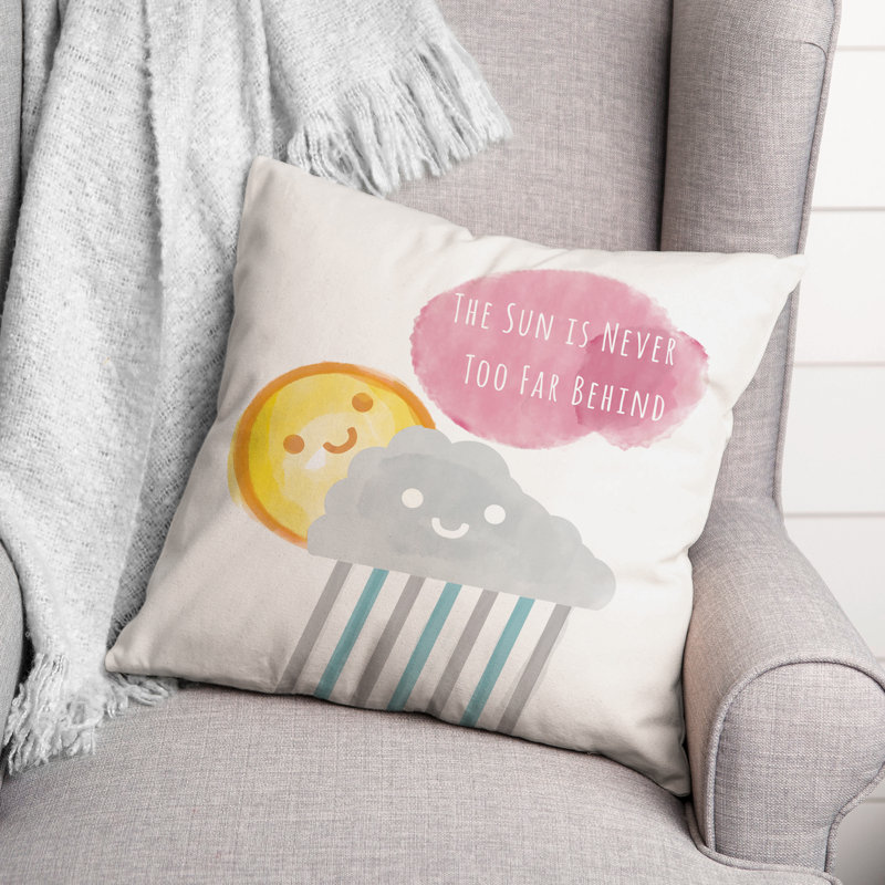  Coussin carré rembourré The Sun Is Never Too Far Be Der, 16 po x 1 po