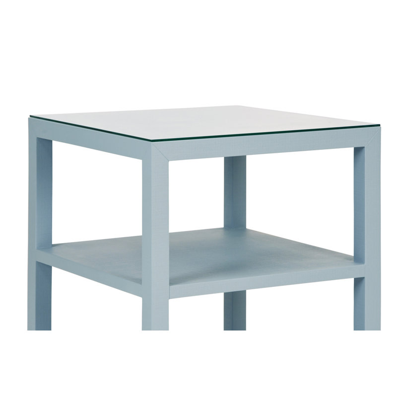 Glass End Table, Light Blue