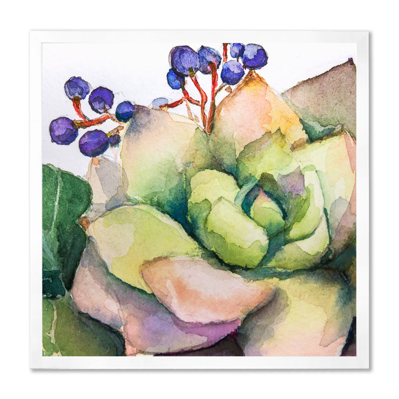 Peinture de fleurs succulentes III - sur, Impression blanche sur toile encadrée, H 36 po x l 36 po x P 1,5 po