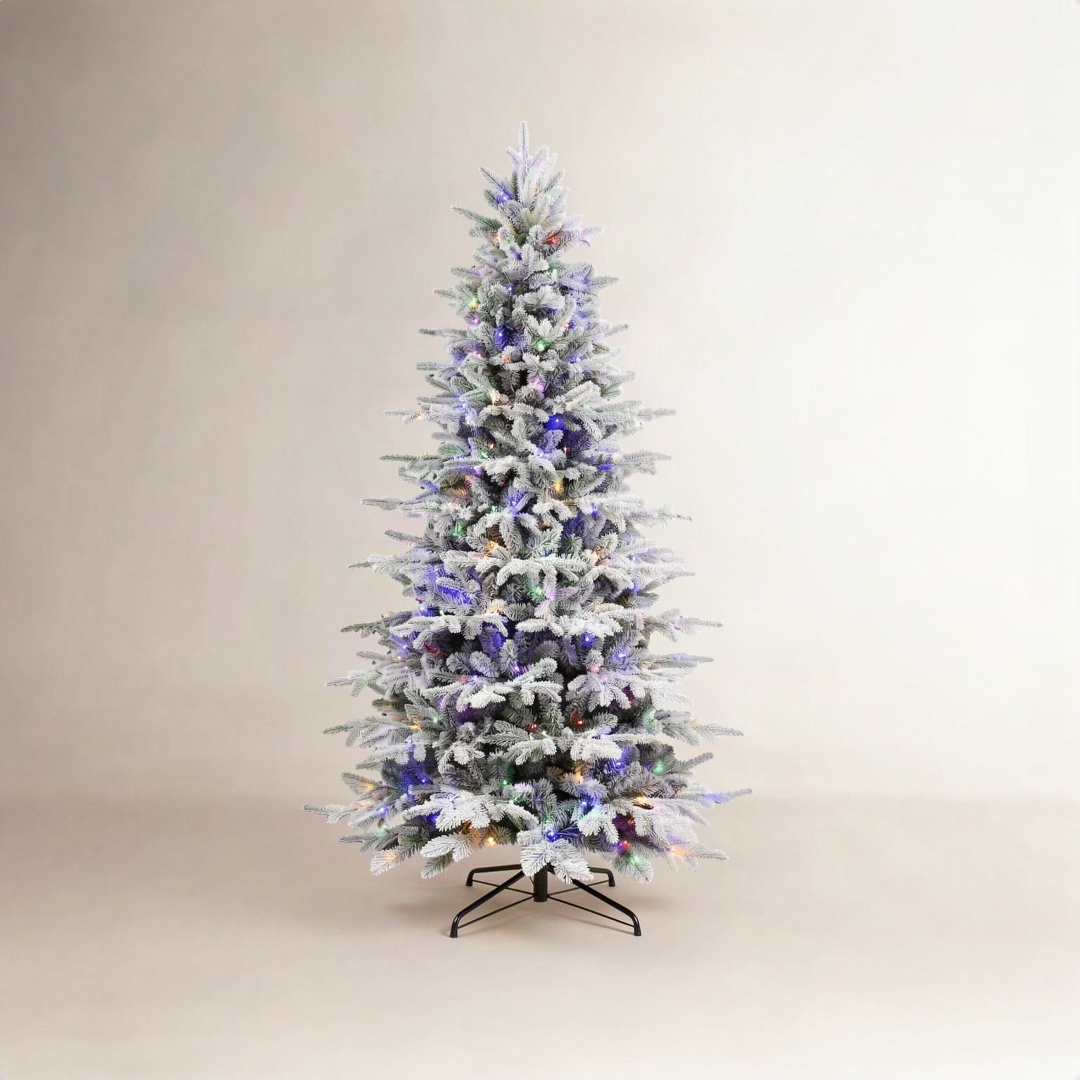 Cashmere Flocked 8' Pre-Lit Fir Christmas Tree, 5' H