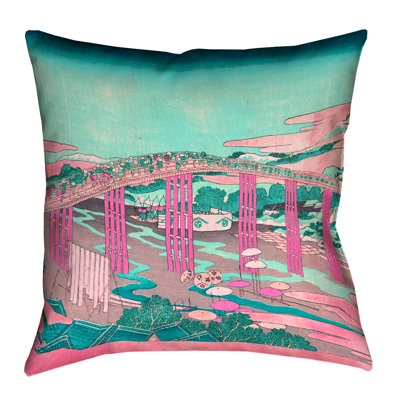 Housse de coussin en lin japonaise bridge square Katsushika Hokusai