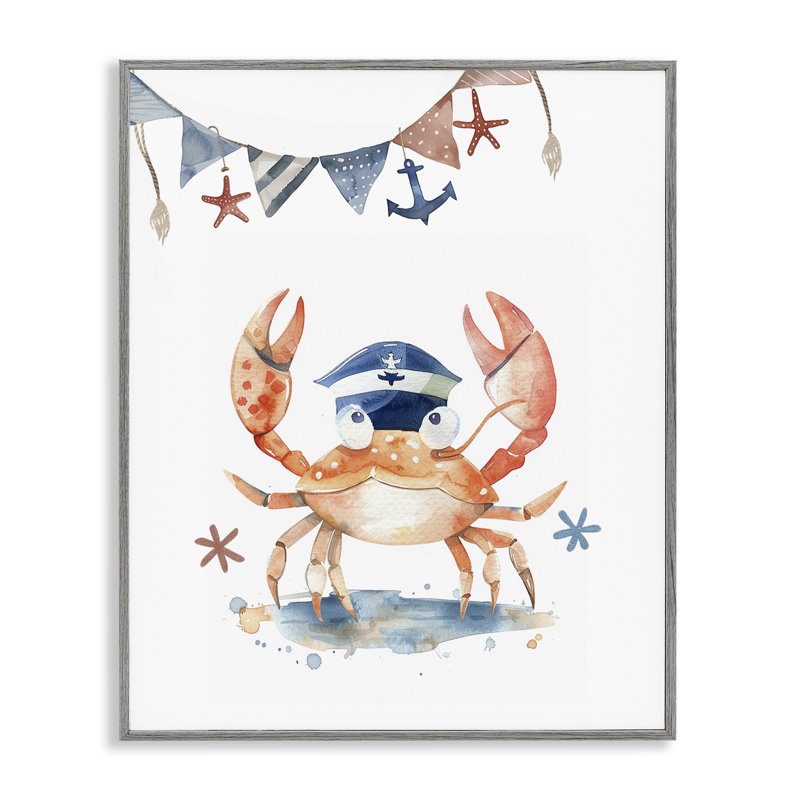  Crabe au chapeau marin, estampe numérique par LSR Design Studio, Estampe numérique Farmhouse, H 14 po x l 11 po