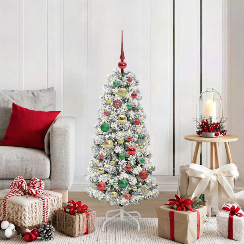 Artificial Hinged Christmas Tree Green and white, 3.94 ft
