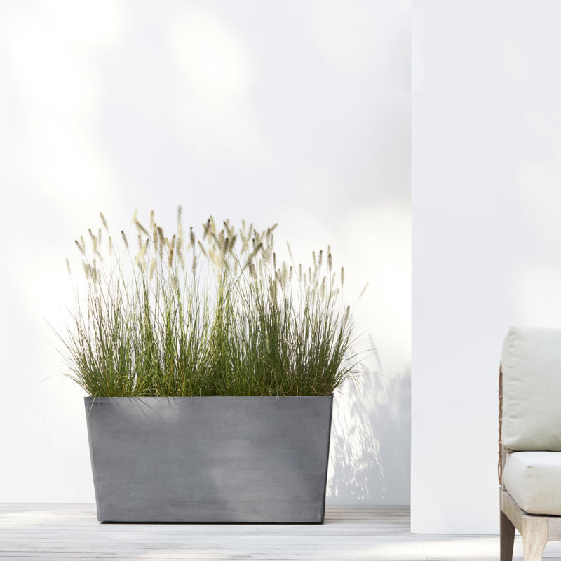 Ecopots Paris Indoor/Outdoor Modern Recycled Plastic Flower Pot Planter, Gray, 15" H x 16.5" W x 31.5" D