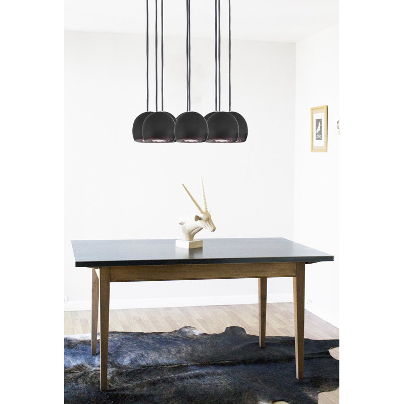 8 - Light Chandelier, 36" H x 24" W x 24" D, Brass, Black