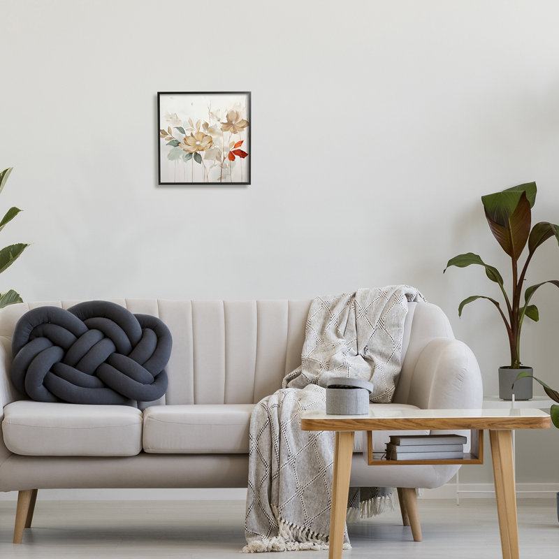 Bb-250-Fleurs modernes tendres encadrées sur bois, H 12 po x l 12 po x P 1,5 po, Giclée encadrée noir minuit