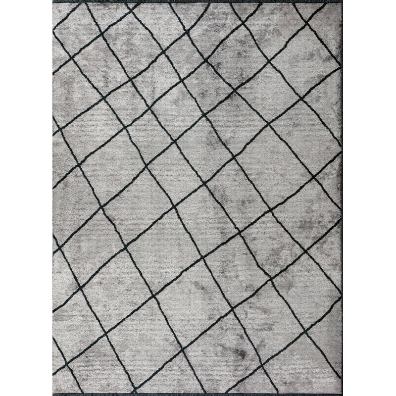 Tapis marocain noir / gris Rapture, Rectangle 7 pi 10 po x 11 pi 2 po