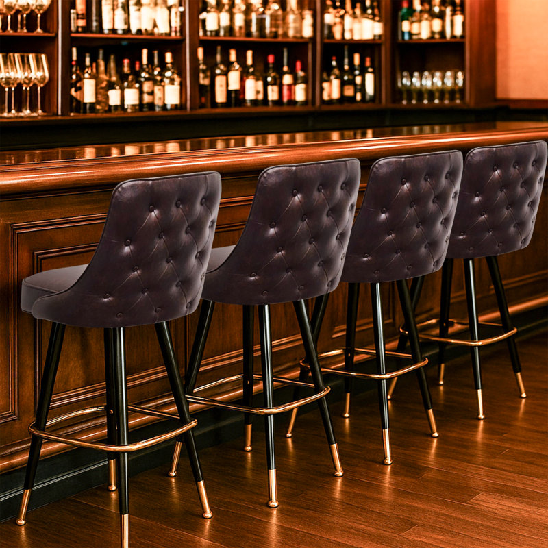 Tabouret de bar pivotant extérieur touffeté, Brun