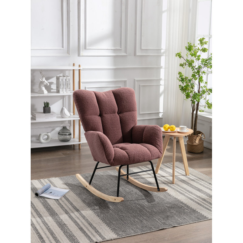 Chaise berçante moderne Marsa, Peluche rouge