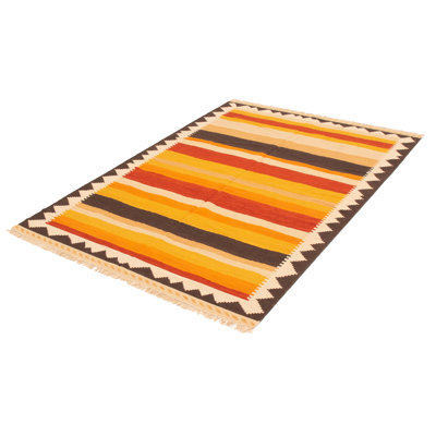 Tapis beige / rouge en laine tissé à plat Nickelsville