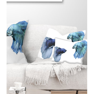 Fighting Fish - Animal Printed Throw Pillow