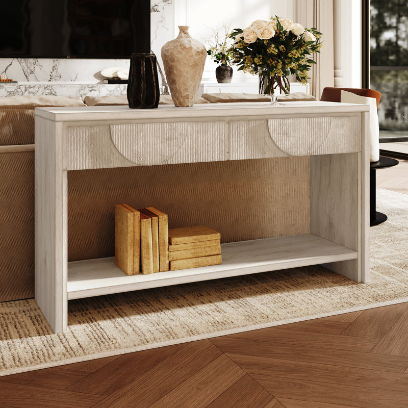 Table en bois synthétique Artesha Minimalist, H 31,42 po x L 15,73 po x l 56,76 po, Blanc