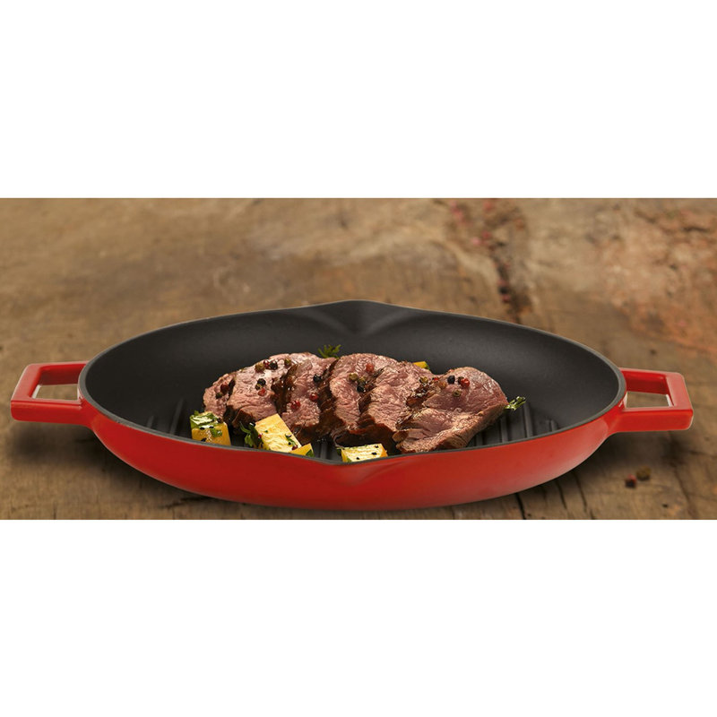 Casserole à steak en fonte émaillée Lava, Rouge