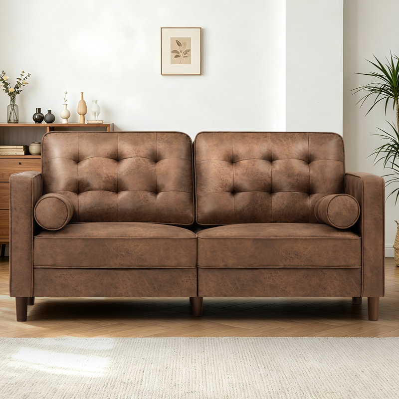66'' Suede Modern Sofa, Brown