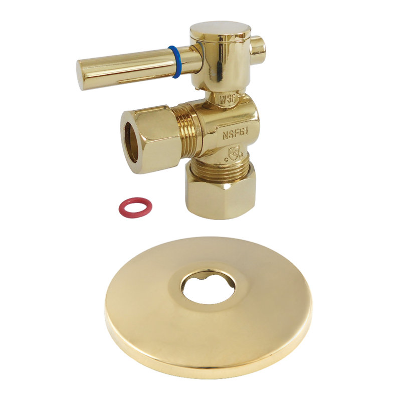 Kingston Brass 5/8-Inch OD Comp x 1/2-Inch OD Comp Quarter-Turn Angle Stop Valve with Flange