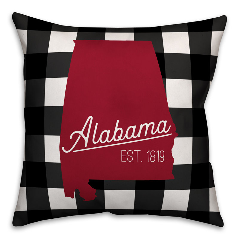 Housse de coussin carré et insert, Noir / rouge, Alabama