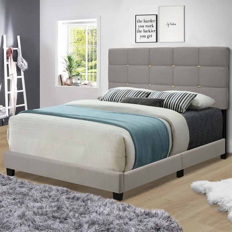 Structure de lit rembourrée polyvalente et réglable pour toute décoration de pièce, Beige