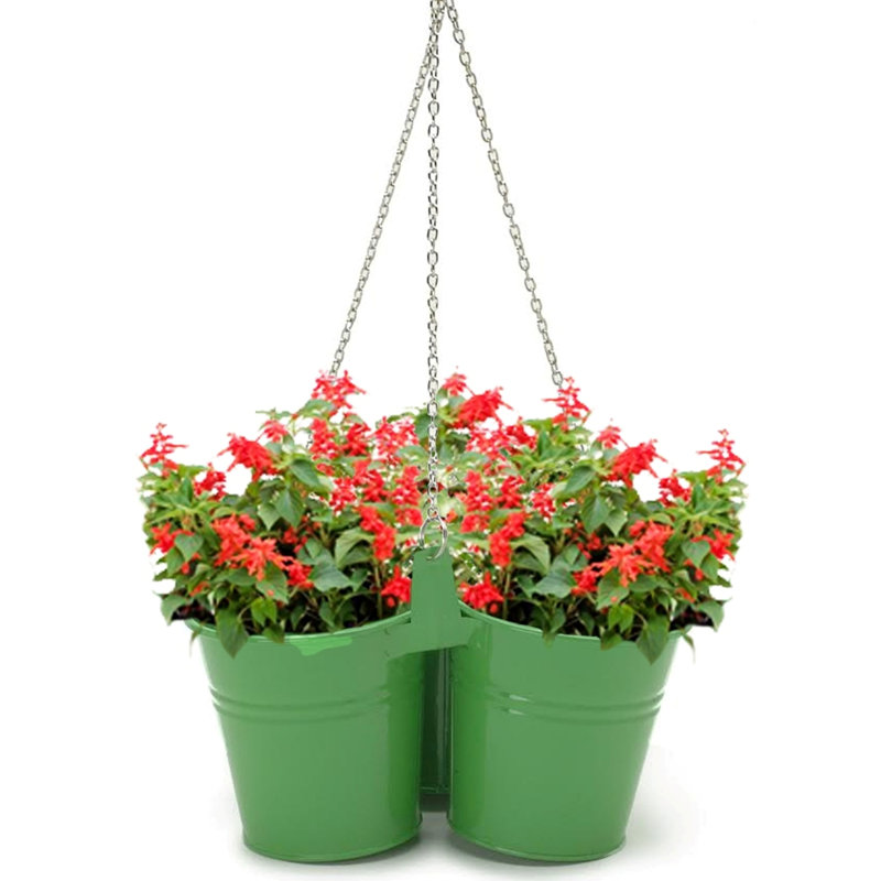 Pot à fleurs en acier galvanisé Khinvasara, H 18 po x l 13,5 po x P 13,5 po, ISE