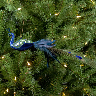 Ornement de Noël en forme de paon 14 po avec queue de plume