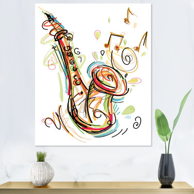 Musique, saxophone, dessin abstrait II - peinture