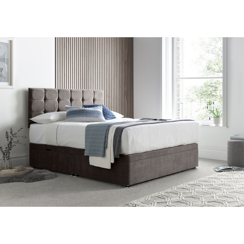 Cube Naple Divan Side Lift with 24" Headboard on Struts, Super King (6'), Slate Grey