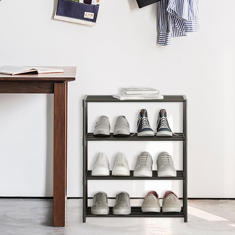 8 Pair Stackable Shoe Rack, Black