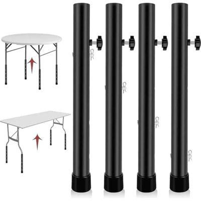 Adjustable Table Leg Extenders, Highly Durable Steel Folding Table Leg Risers for Straight and Bent Legs, Adjustable Height for Riser 3.6" to 5.2"