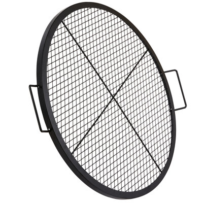 Brasero rond de 76 cm (30 pouces), en acier robuste avec support en X, idéal pour les rassemblements en plein air, grille de barbecue de qualité alimentaire, portable pour le camping, répartition efficace de la chaleur
