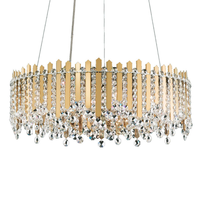 Chatter 12 Light 24in x 8.5in Round Pendant in Gold Mirror with Clear Radiance Crystals, Gold Mirror