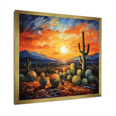 Cactus coucher de soleil, désert, rêves au Mexique I - désert, art mural encadré