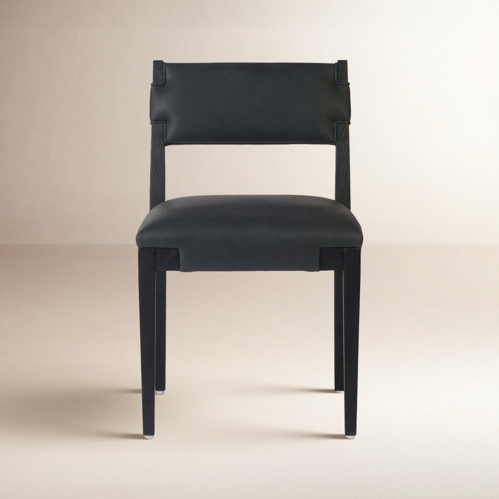 Bilbrey Genuine Leather Dining Chair, Brickhouse Black/Black Ash