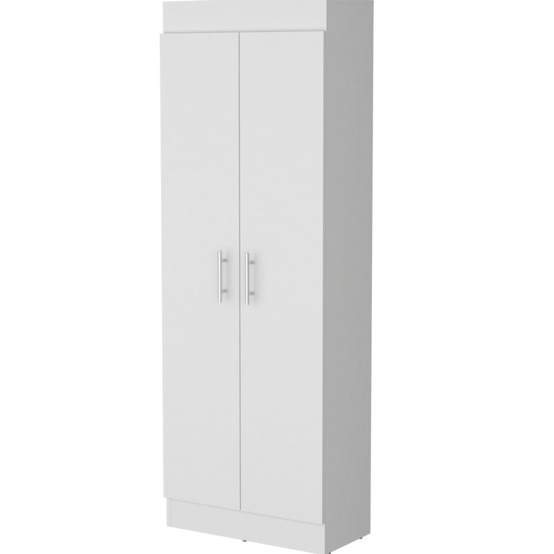 Armoire de rangement blanche à 5 tablettes pour garde-manger - maintient une apparence ordonnée et 5 tablettes plus efficaces