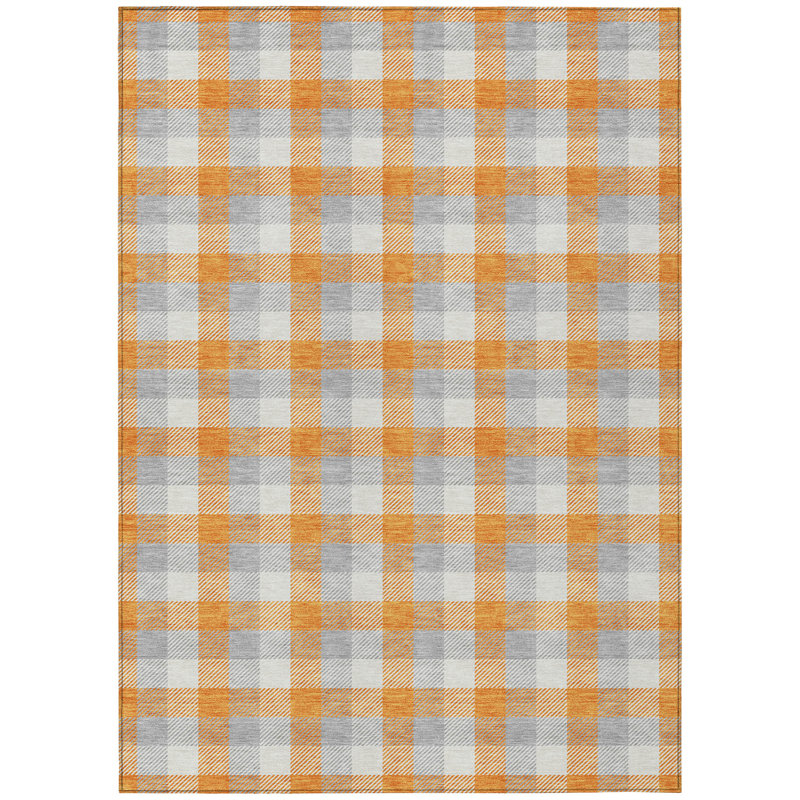Nahlia Orange Washable Indoor-Outdoor Rug - , 8' x 10'
