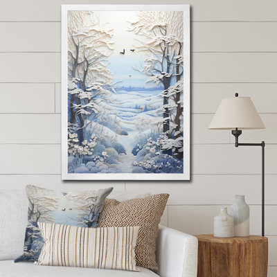 «White Winter Landscape Collage II», art mural paysage d'hiver