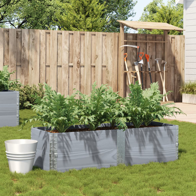 Corliss Wood Planter Box, 16.14" H x 39.37" W x 39.37" D, Grey