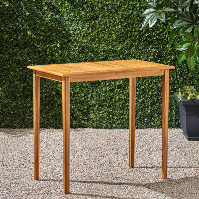 Table de bar rectangulaire d'extérieur en bois d'acacia minimaliste pour plus de durabilité et de style