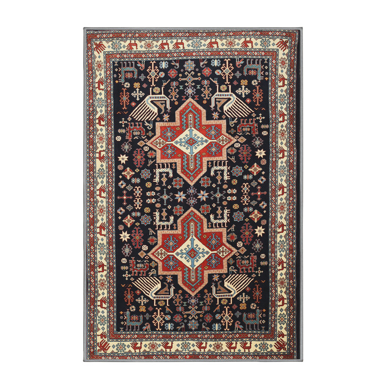 Tapis noir/brun traditionnel, Rectangle 7 pi x 10 pi