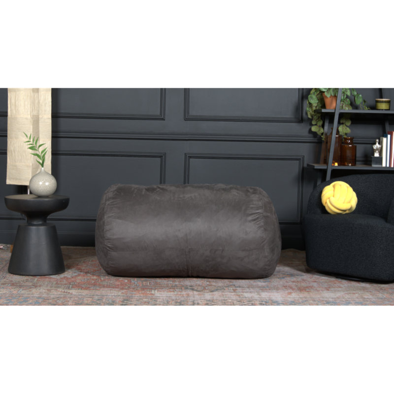 Fauteuil à billes cylindrique en suède 4 pieds Michael, Gris anthracite
