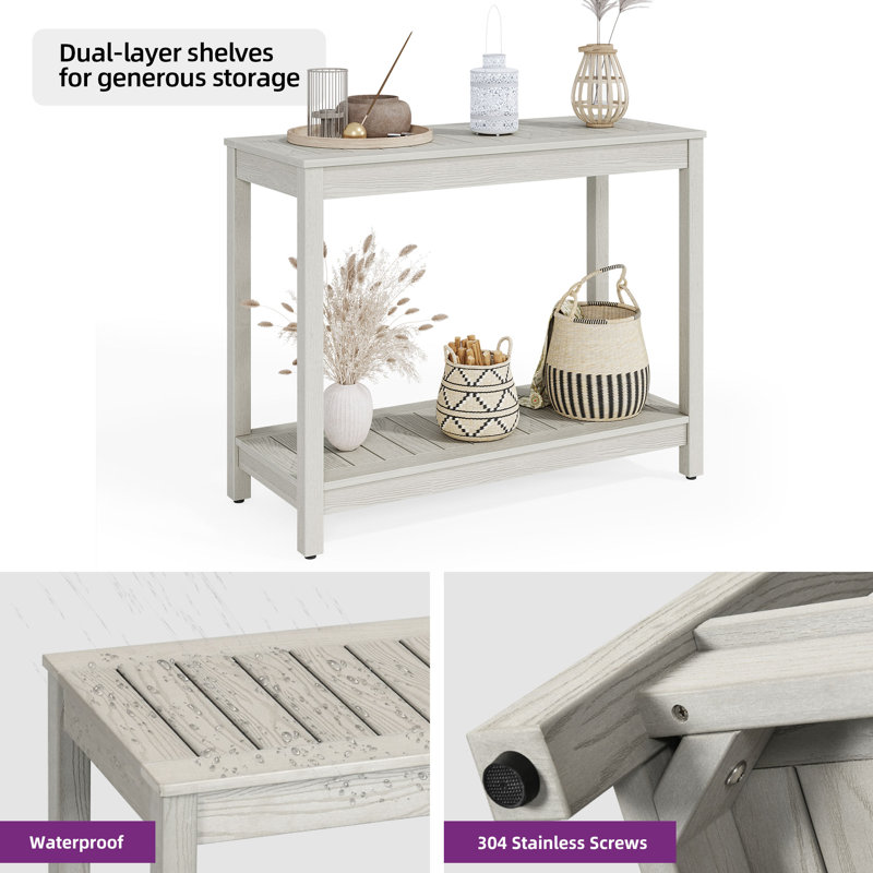 Buffet d'extérieur l 38,3 po Charia, Gris, H 30,3 po x l 38,3 po x P 16,1 po